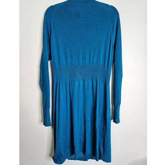 VTG Claudia Sträter Viscose Long Cardigan Sweater W/Pockets Women'S Size 42 Blue - Picture 2 of 6